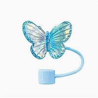 Moioco – Capuchons de paille à paillettes de 10 mm pour gobelets Stanley 30 et 40 oz, protections amusantes pour embouts, accessoires réutilisables pour gobelets (Papillon A)