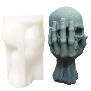 T 306 cetakan silikon kerangka pegangan tangan, cetakan plester Halloween lilin beraroma 3D hantu