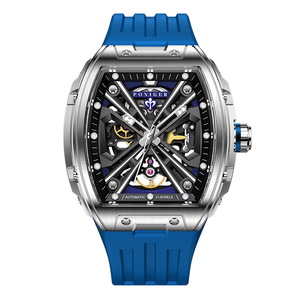 Reloj Mecánico PONIGER P6.17 con Esfera Esqueletizada, Forma Tonneau, Movimiento Color Gun, Fondo Translúcido y Manecillas Luminosas - Product Image 1
