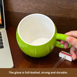 Modern Customized Ceramic <b>Coconut</b> Shape Mug Cute Lid Straw Water <b>Cup</b> Birthday Gift <b>Cup</b> Couple Presents Milk Breakfast <b>Cup</b> Office - Product Image 4