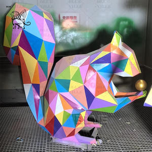 Statua di Mucca in Metallo per Decorazione Villa BLVE, Design Moderno, Scultura Geometrica di Toro in Acciaio Inossidabile Rosso - Product Image 6