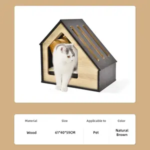 Indoor Houten Kattenmeubel Huis Buiten Houten Hondenbed Nest Warme Kat Grothuisje