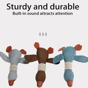 Jouets pour chiens en toile de jute indestructible, jouets à mâcher de luxe en forme d'oie sauvage, jouet souple pour chien qui couine - Product Image 3