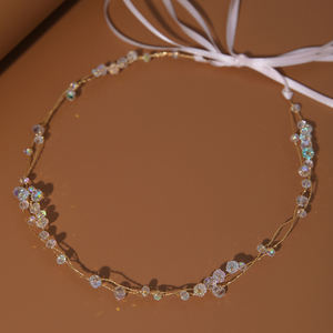 Simple brillante AB piedra nupcial pelo vides cristal mujeres boda tocado - Product Image 5