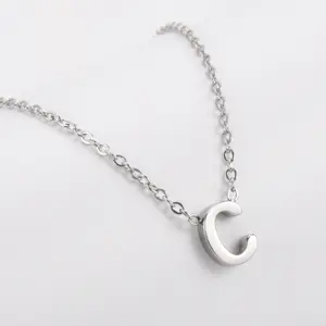 Qiuhan Simple Style Stainless Steel Capital 26 Letter Pendant Necklace