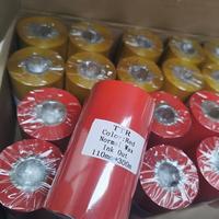 Cinta de Transferencia Térmica Plana (TTR) de Cera de Color Rojo, Azul y Verde, 110 mm de Ancho, Compatible con Impresoras de Etiquetas HP, Cinta de Nylon para Códigos de Barras