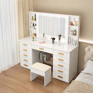 Wholesale Minimalist Luxury Lighted Panel <b>Vanity</b> Desk Customizable Makeup Table with Storage Drawers for Women <b>Bedroom</b> Furniture - Product Image 4