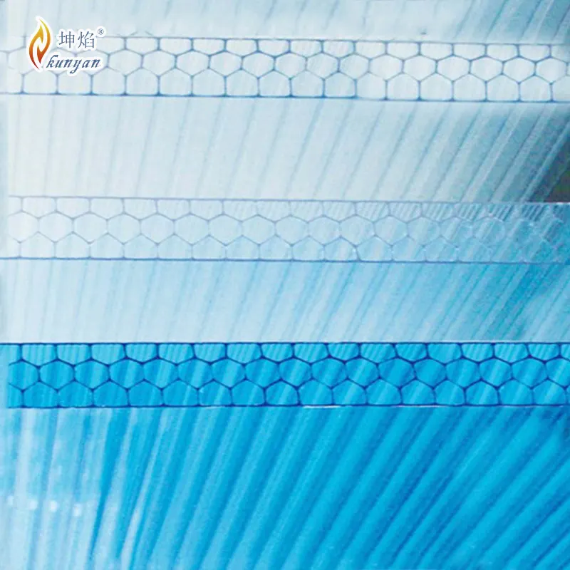 Hot koop clear blauw kleur 16mm plastic panel honingraat polycarbonaat