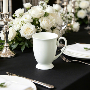 Tazas de porcelana fina personalizadas con logotipo para bodas; taza de cerámica blanca para café y té de estilo elegante. - Product Image 1