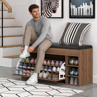 Meuble de rangement à chaussures en bois durable de style moderne et luxueux pour salon, avec pivotement et banc intégré