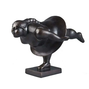 Décoration de jardin d'extérieur, grande statue de femme corpulente en métal, sculpture en bronze, femme corpulente en <span class=keywords><strong>yoga</strong></span> à vendre - Product Image 1