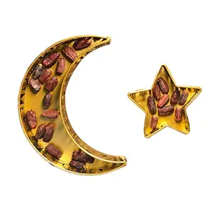New Muslim Eid Festival Goods Eid vassoio per piatti in metallo Moon Star Party Decoration Moon Star vassoio da portata