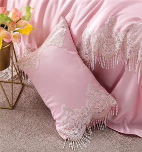 Hiệu suất cao Tencel ren tấm Ga Trải Giường đám cưới màu hồng bộ đồ giường đặt - Product Image 6