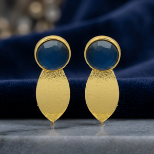 Boucles d'oreilles pendantes en laiton plaqué or faites à la main avec pierres précieuses, style ethnique, fiançailles, mode bohème - Product Image 3