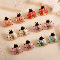 Pendientes de acero inoxidable 304 con diseño de mariquita colorida, creativos, modernos y versátiles, los más vendidos.