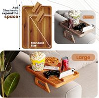 Grande table d'accoudoir de canapé avec support de téléphone rotatif à 360° - Table à clipser sur accoudoir de canapé pour salon - Plateau d'accoudoir large pour canapés