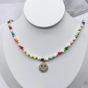 Effectuer des Fournitures En Laiton À La Main Perles En Verre Perles Colliers Avec <span class=keywords><strong>Smlie</strong></span> Visage Croix Coeur Lune Charmes - Product Image 6