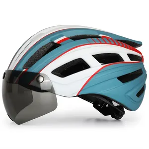 로드 바이크 자전거 사이클링 안전 헬멧 EPS PC 재질 초경량 통기성 헬멧 조명이있는 스포츠 사이클 헬멧