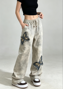 <span class=keywords><strong>Pantalon</strong></span> de survêtement décontracté d'été <span class=keywords><strong>ample</strong></span> pour femme, taille haute, avec cordon élastique effiloché - Product Image 3