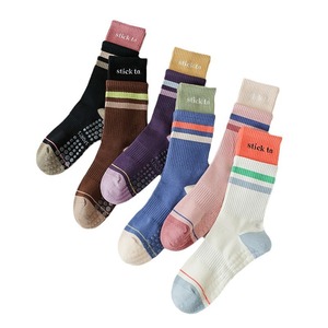 Yoga Socks Mid-Calf Non-Slip Cotton Striped Breathable For Yoga Practice - Product Image 5