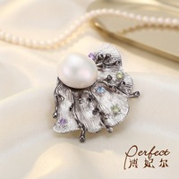Broche vintage en argent sterling 925 avec perle baroque en gros