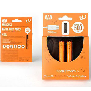 Bateria Recarregável Micro USB AA 1.5V <span class=keywords><strong>AAA</strong></span> Ni-MH 1000MAH 450MAH Reutilizável Pacote com 4 <span class=keywords><strong>6</strong></span> 5 Baterias com Micro USB - Product Image 1