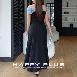 Vestido de Noche Tejido con Hombros Descubiertos Estilo Griego, Tallas Grandes, con Contraste de Colores y Empalmes, Cintura Natural, Cómodo - Product Image 3