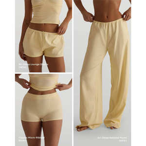 L801214 Yaz Kadın Takımı <span class=keywords><strong>2026</strong></span> Özel Tasarım İki Parçalı Takım Kadın Giyim Fitilli Yuvarlak Yaka Atlet Şort Pantolon Y2k Günlük Ev Giyim Takımı - Product Image 4