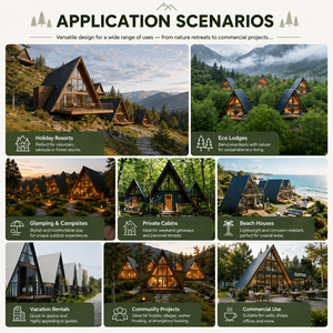 Cabaña de Montaña Prefabricada Modular Aislada, <span class=keywords><strong>Chalet</strong></span> en Forma de A para Airbnb o Glamping Resort, Duradera y Resistente al Viento para Soluciones de Proyectos - Product Image 6