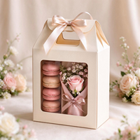 Boîte cadeau en carton recyclable avec fenêtre transparente, boîte d'emballage pour fleurs, desserts, macarons, avec logo personnalisé