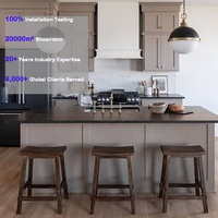 Meubles de cuisine italiens noirs en MDF, nouvelle collection de placards de cuisine intelligents en PVC pour projet hôtelier aux Philippines