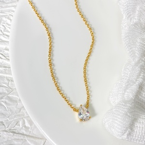 Collares de Moda al por Mayor para Mujer, Joyería Chapada en Oro de 18K, Collar con Colgante de Lágrima de Circonia Cúbica - Product Image 1