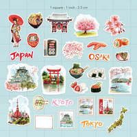 Autocollants de voyage Scenic Japan (30 pièces) - Aquarelle, imperméables, autocollants de vacances à Séoul pour journal, scrapbook, bouteille d'eau