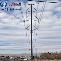 Poteaux électriques tubulaires en acier galvanisé pour lignes de transmission et de distribution haute tension, support extérieur personnalisé pour utilités
