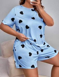 2026 nouveau KJ été femmes grande taille pyjamas 5XL <span class=keywords><strong>Obese</strong></span> femmes à manches courtes T-shirt grande taille femmes maison porter ensemble en gros - Product Image 2