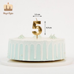 <span class=keywords><strong>Velas</strong></span> de Cumpleaños con Número 3D en Color Dorado Metálico, Diseño Personalizado del Número 0 al 9, con Certificación BRC de Grado Alimenticio - Product Image 2