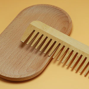 Logo personalizzato di bambù a denti larghi Styling a denti grandi pettine per la cura dei capelli biodegradabile manico in legno per Hotel Travel Salon - Product Image 3