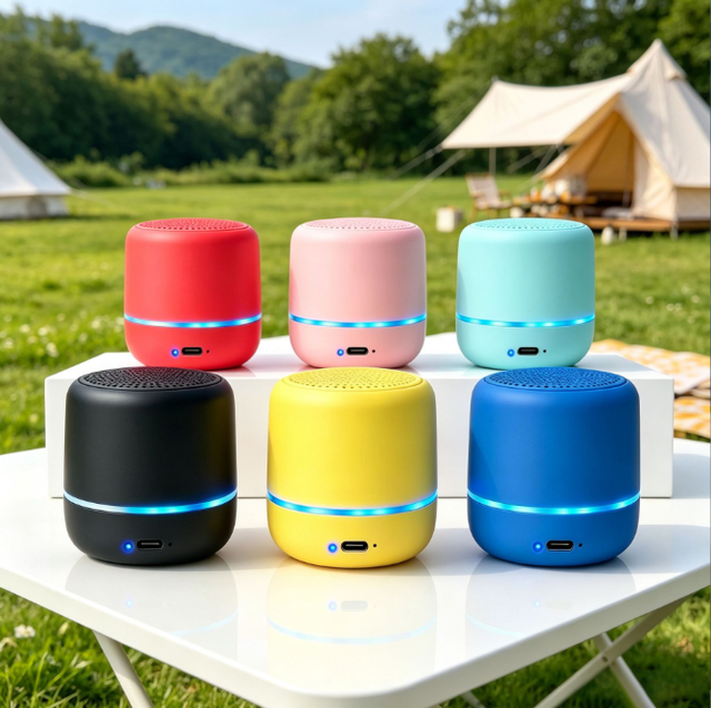 RGB LED Portable Speaker with Bass Subwoofer Cylindrical Design for Home Outdoor Computer & Mobile