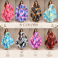 Nouvelle Arrivée Robe Femme Plissée Grande Taille Col V Manches Cape Imprimé Floral Ceinture Perlée Élégante Vente en Gros Style Miyake