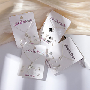Conjunto de joyería de moda, aretes y collar con colgante de cristal, chapado en plata, regalo para mujer - Product Image 4