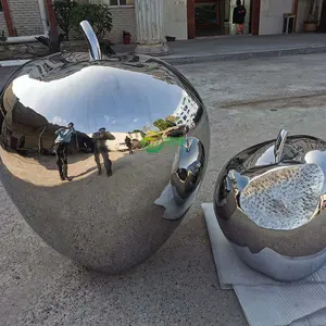 Современное наружное украшение сада металлическое искусство абстрактная нержавеющая сталь большая скульптура яблока