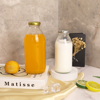 Bouteille de boisson en verre transparent de 500 ml avec bouchon métallique pour jus, lait, boisson