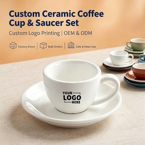 <span class=keywords><strong>Tasse</strong></span> <span class=keywords><strong>à</strong></span> expresso en céramique 75 ml avec soucoupe, logo personnalisé, vente en gros OEM ODM, style moderne pour café, petite <span class=keywords><strong>tasse</strong></span> <span class=keywords><strong>à</strong></span> café - Product Image 1