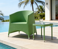 Fauteuil de patio en rotin vert résistant aux intempéries Yoshen, léger et durable, pour l'extérieur