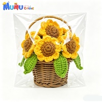 Tournesol en crochet pour le soutien émotionnel, plante en pot, mini panier de fleurs fait main, amigurumi pour la décoration du tableau de bord de voiture, compagnon de bureau, cadeau