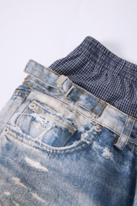 <span class=keywords><strong>Jeans</strong></span> Larghi da Uomo Y2K Grunge Distressed, <span class=keywords><strong>Vita</strong></span> Media Elastica, Lavaggio Acido, Strappati, Stile Baggy Vintage Skater Streetwear Denim Estivi - Product Image 3