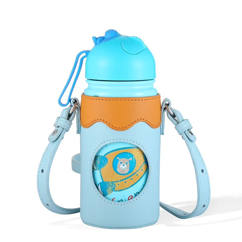 Pu Leer Outdoor Carrier Cover Fles Mouw Met Verstelbare Schouderband Fles Zak Water Houder Voor Kinderen