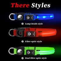 Collar de Seguridad para Mascotas con Luz LED Recargable, de Nailon Sólido, Impermeable, Antipérdida, Compatible con AirTag, para Perros y Gatos