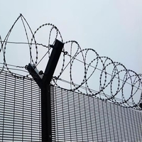 Panneaux de clôture de sécurité 358 avec poteaux en Y, fil barbelé, anti-escalade, anti-coupure, clôture en treillis soudé enduit de PVC, hauteur 2,4 m pour projets de sécurité