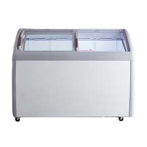 Congelador Horizontal con Puerta de Vidrio Curvo de Apertura Superior de 360L para Exhibición de Hielo - Product Image 1